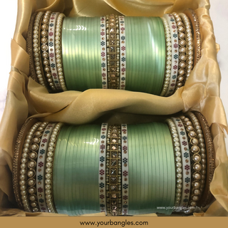 Mint Ombre Bridal Choora / Bangles Set