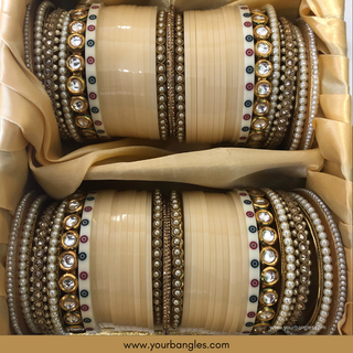 Cream Kundan Bridal Choora / Bangles Set