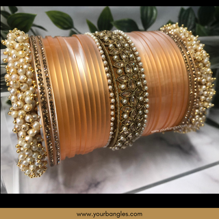 Peach Ombre Bridal Choora / Bangles Set