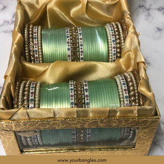 Mint Ombre Bridal Choora / Bangles Set