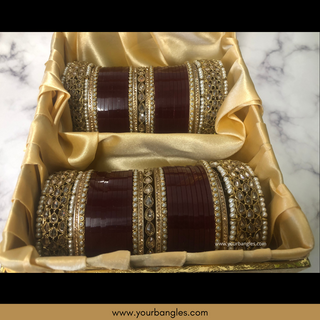 Maroon Royal Pearly Bridal Choora / Bangles Set