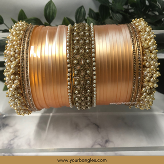 Peach Ombre Bridal Choora / Bangles Set