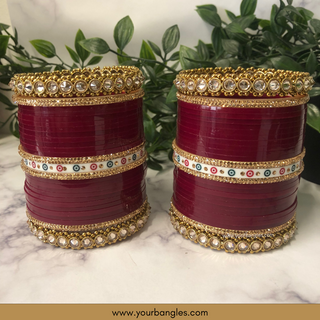 Maroon Bridal Choora / Bangles Set