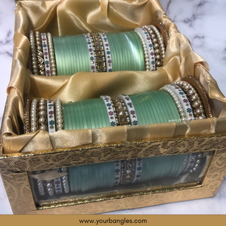 Mint Ombre Bridal Choora / Bangles Set