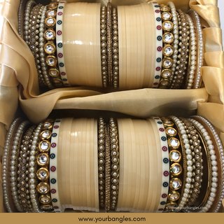 Cream Kundan Bridal Choora / Bangles Set