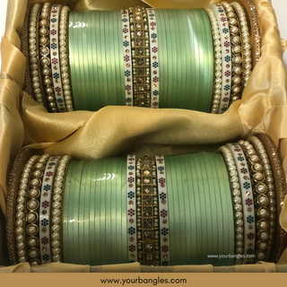 Mint Ombre Bridal Choora / Bangles Set