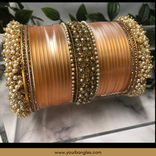 Peach Ombre Bridal Choora / Bangles Set