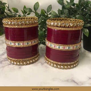 Maroon Bridal Choora / Bangles Set