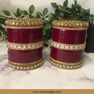 Maroon Bridal Choora / Bangles Set