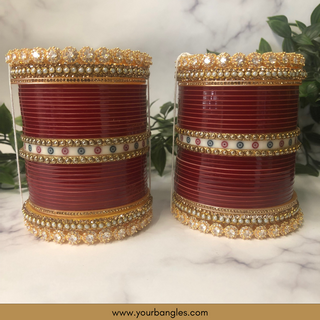 Maroon Bridal Choora / Bangles Set