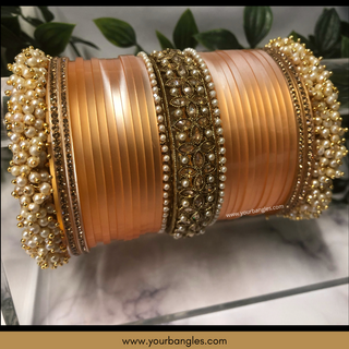 Peach Ombre Bridal Choora / Bangles Set