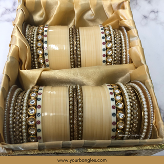 Cream Kundan Bridal Choora / Bangles Set