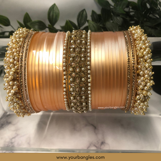 Peach Ombre Bridal Choora / Bangles Set