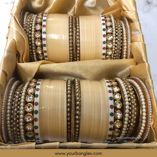 Cream Kundan Bridal Choora / Bangles Set