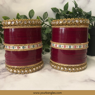 Maroon Bridal Choora / Bangles Set