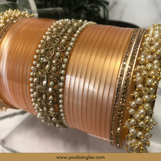 Peach Ombre Bridal Choora / Bangles Set