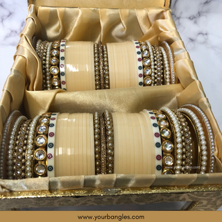 Cream Kundan Bridal Choora / Bangles Set