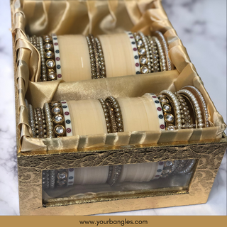 Cream Kundan Bridal Choora / Bangles Set