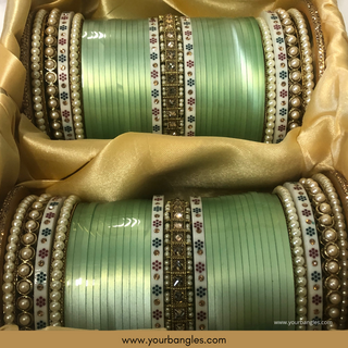 Mint Ombre Bridal Choora / Bangles Set