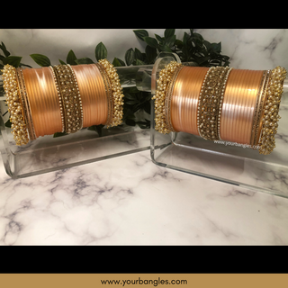 Peach Ombre Bridal Choora / Bangles Set