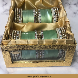 Mint Ombre Bridal Choora / Bangles Set