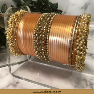 Peach Ombre Bridal Choora / Bangles Set