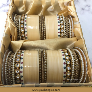 Cream Kundan Bridal Choora / Bangles Set