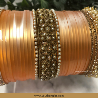 Peach Ombre Bridal Choora / Bangles Set