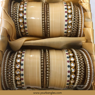 Cream Kundan Bridal Choora / Bangles Set