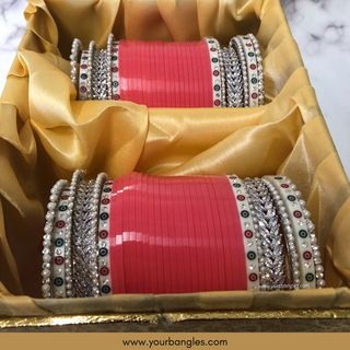 Gajri Pink Bridal Choora / Bangles Set