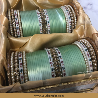 Mint Ombre Bridal Choora / Bangles Set