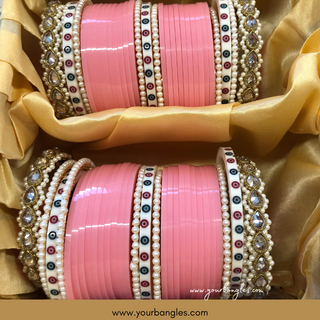 ISHA Baby Pink Bridal Choora / Bangles Set