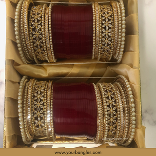 Deep Red/Maroon Toned Bridal Choora / Bangles Set