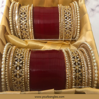 Deep Red/Maroon Toned Bridal Choora / Bangles Set