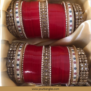 Red Pearly Bridal Choora / Bangles Set