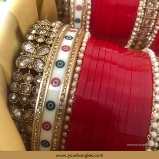 Red Pearly Bridal Choora / Bangles Set