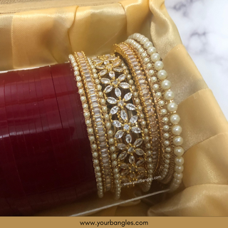 Deep Red/Maroon Toned Bridal Choora / Bangles Set