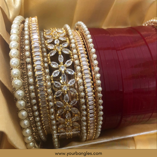 Deep Red/Maroon Toned Bridal Choora / Bangles Set