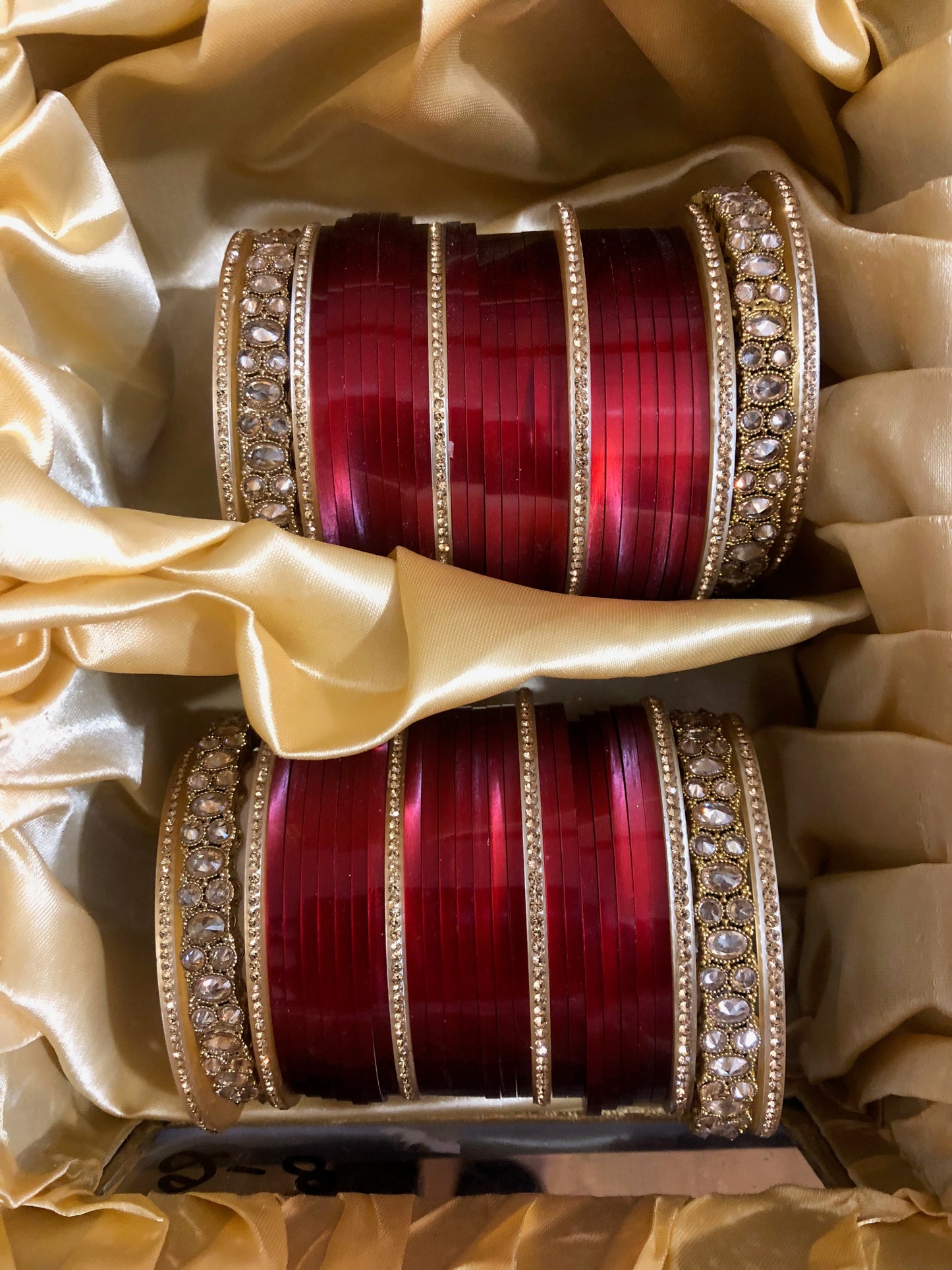 Ruby Red Ombre (two-tone) Bridal Choora / Bangles Set