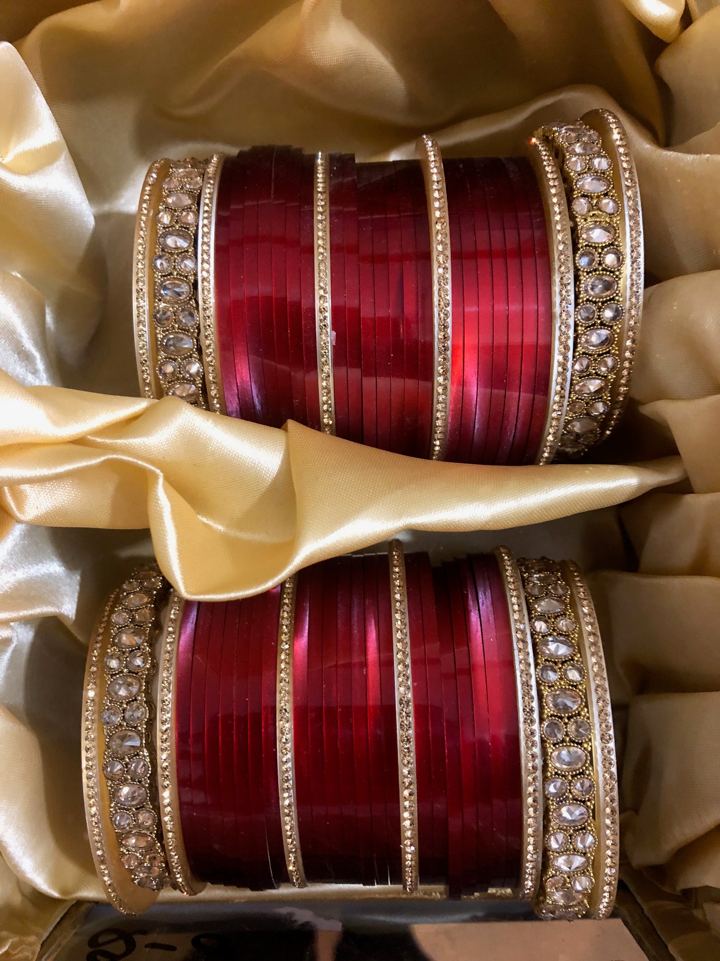 Ruby Red Ombre (two-tone) Bridal Choora / Bangles Set