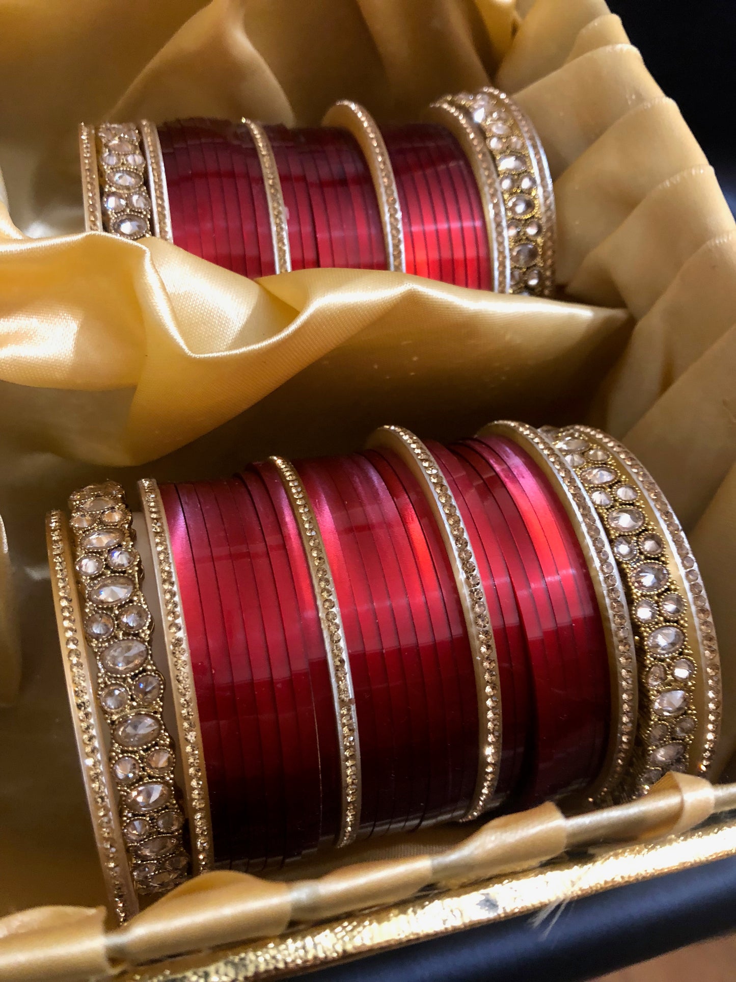 Ruby Red Ombre (two-tone) Bridal Choora / Bangles Set