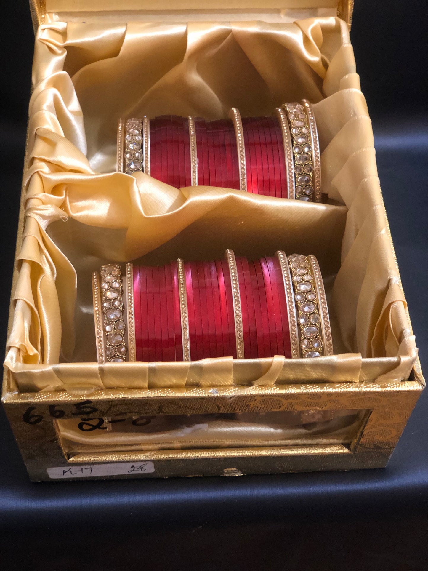 Ruby Red Ombre (two-tone) Bridal Choora / Bangles Set