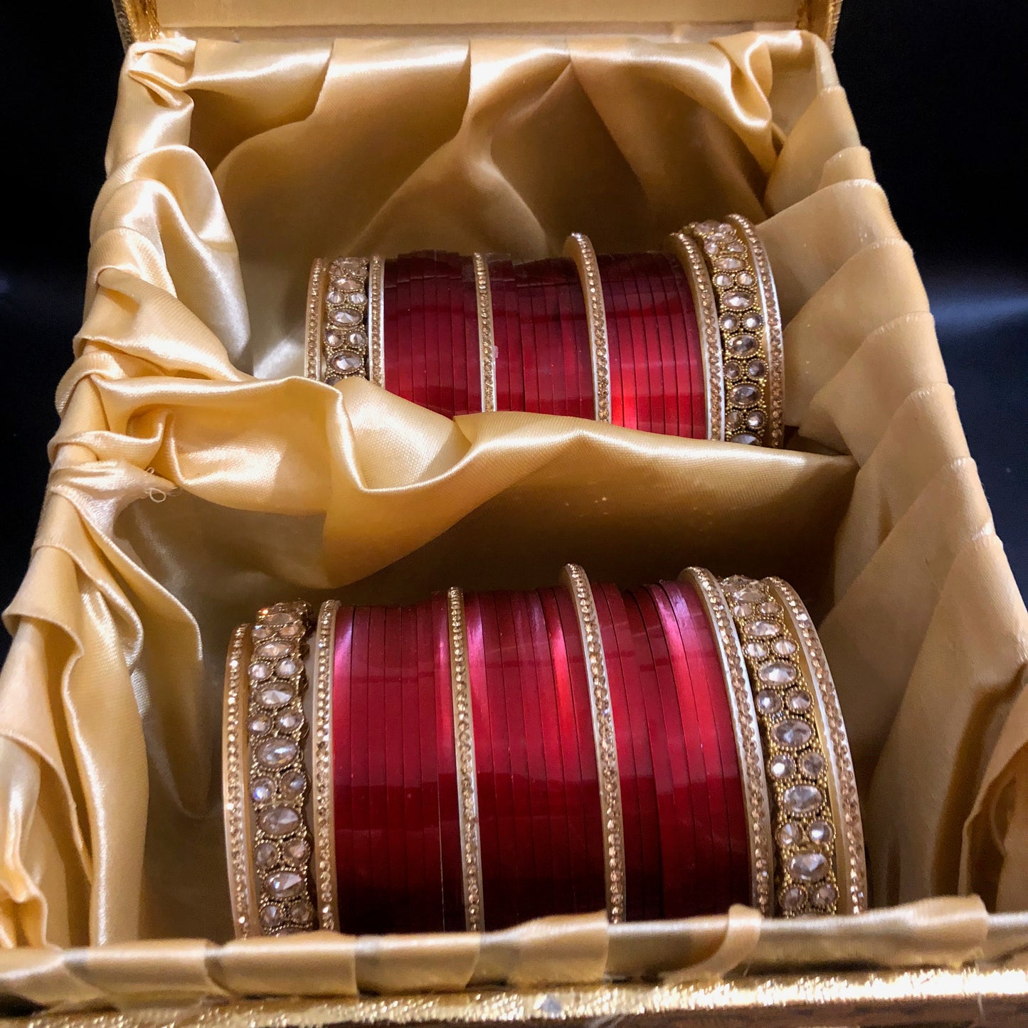 Ruby Red Ombre (two-tone) Bridal Choora / Bangles Set