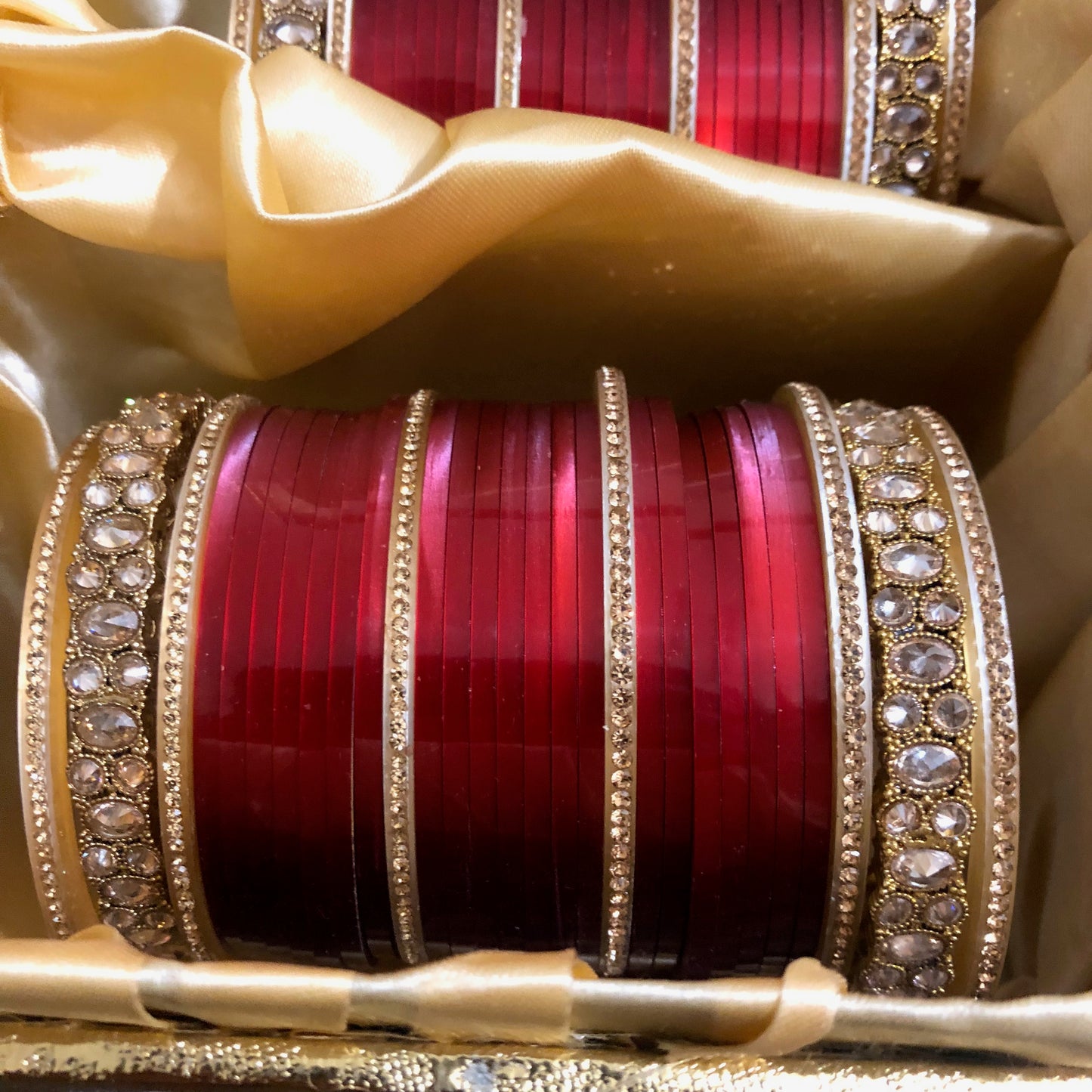 Ruby Red Ombre (two-tone) Bridal Choora / Bangles Set