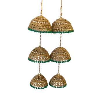 MEHREEN 3 Tier Emerald Jhoomer Kaleere