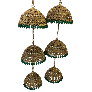 MEHREEN 3 Tier Emerald Jhoomer Kaleere